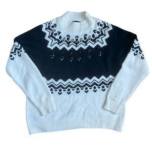 Ann Taylor Vintage Bedazzled Mock Neck Sweater Size Small